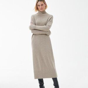 Barbour Winona Midi Knit Dress Light Fawn